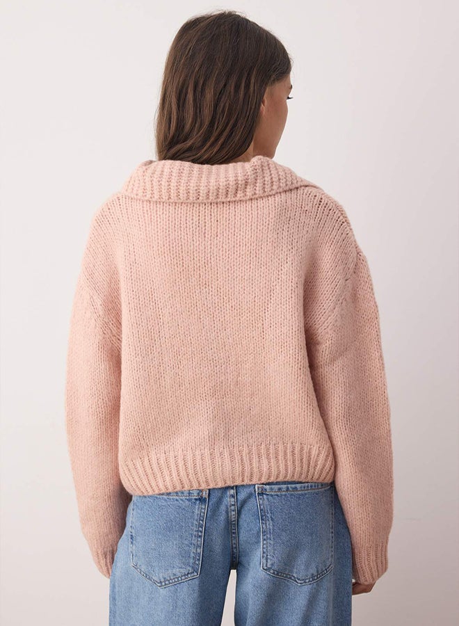 trendyol Pink Oversize/Wide Fit Crop Knitwear Cardigan - Image 4