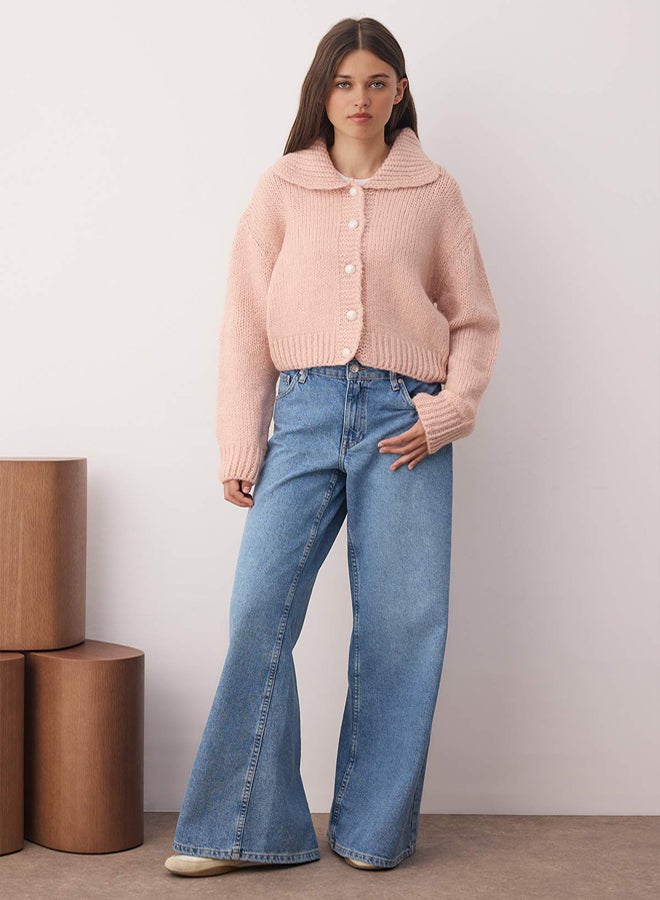 trendyol Pink Oversize/Wide Fit Crop Knitwear Cardigan - Image 2