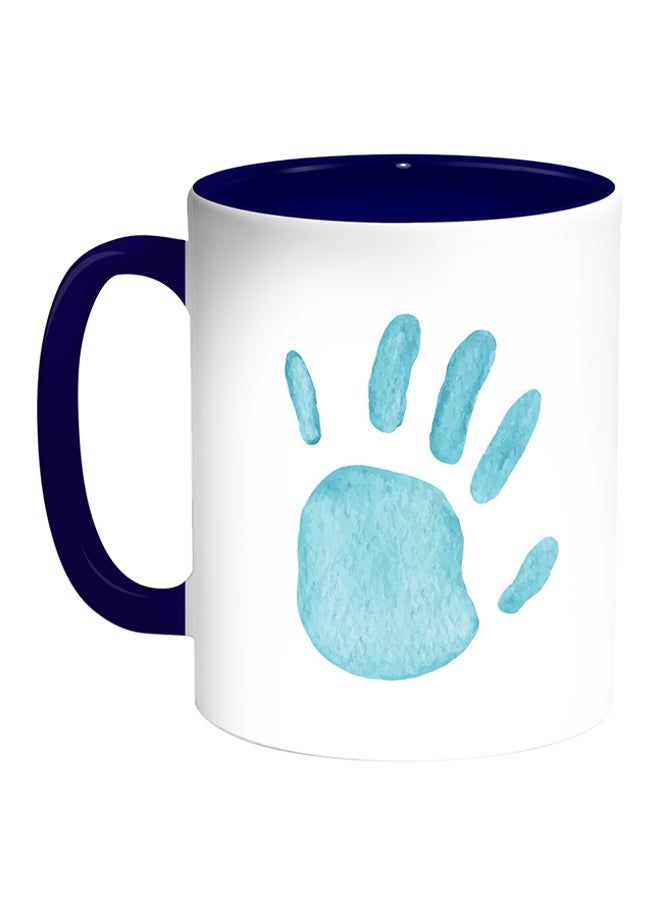 RKN Palm Of The Hand Printed Coffee Mug White/Blue 11ounce - Image 1