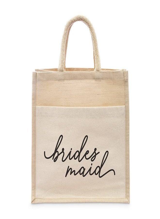 WEDDINGSTAR Medium Reusable Woven Jute Tote Bag With Pocket - Bridesmaid - Image 5