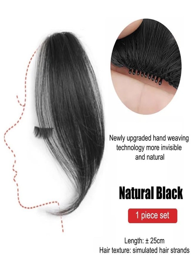 سكويشي قطعتان من وصلات الشعر الأمامية للنساء، غطاء شعر للنساء، وصلات غرة سوداء، رقعة شعر للسيدات، قطع سوداء طبيعية للمناسبات الخاصة - Image 3