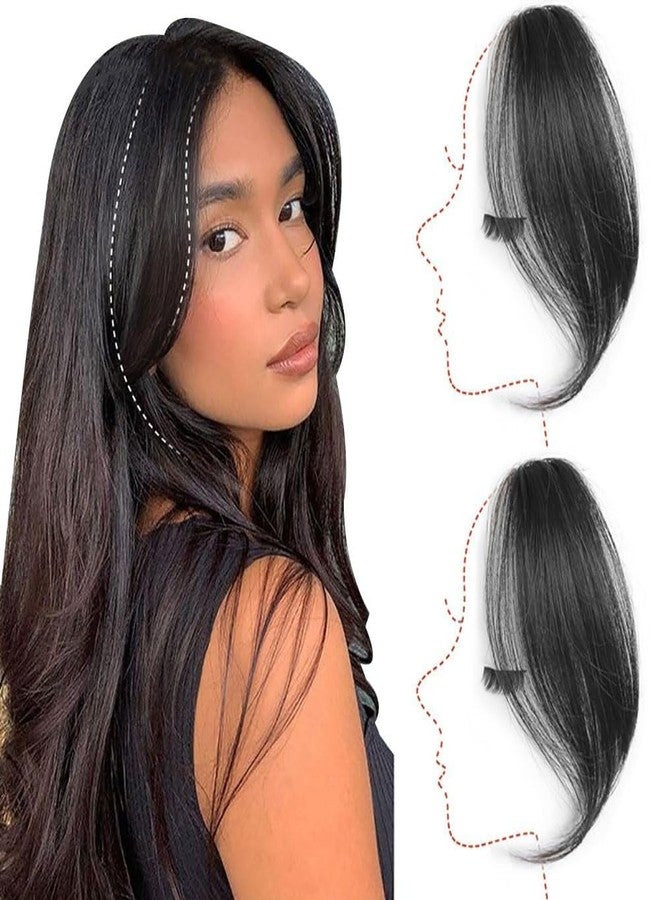 سكويشي قطعتان من وصلات الشعر الأمامية للنساء، غطاء شعر للنساء، وصلات غرة سوداء، رقعة شعر للسيدات، قطع سوداء طبيعية للمناسبات الخاصة - Image 1