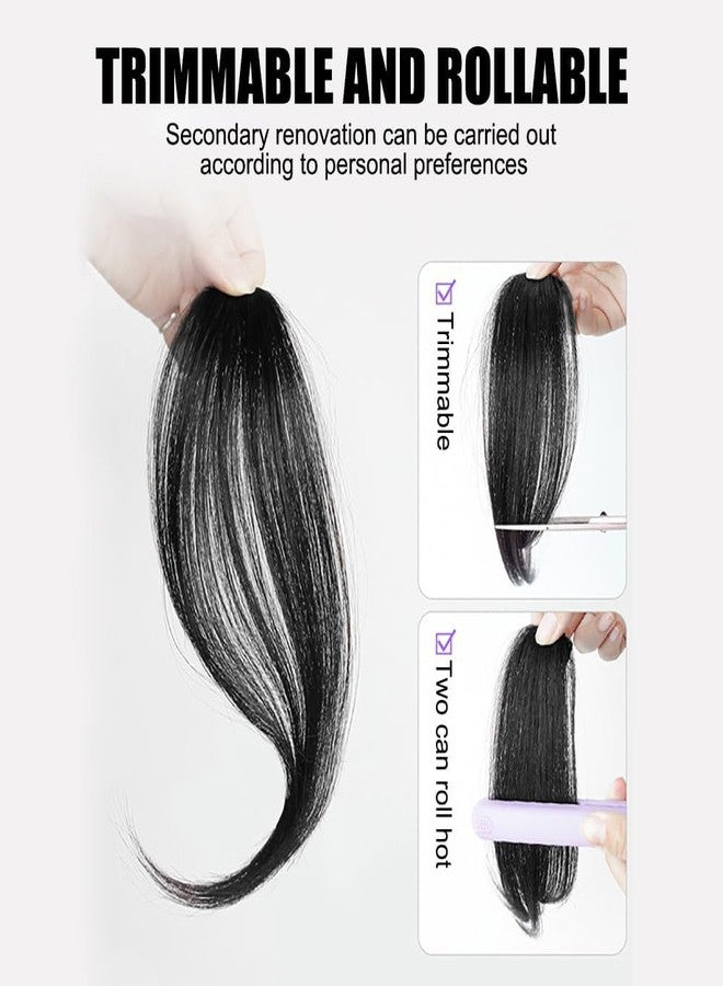 سكويشي قطعتان من وصلات الشعر الأمامية للنساء، غطاء شعر للنساء، وصلات غرة سوداء، رقعة شعر للسيدات، قطع سوداء طبيعية للمناسبات الخاصة - Image 4