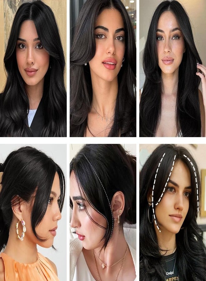 سكويشي قطعتان من وصلات الشعر الأمامية للنساء، غطاء شعر للنساء، وصلات غرة سوداء، رقعة شعر للسيدات، قطع سوداء طبيعية للمناسبات الخاصة - Image 5