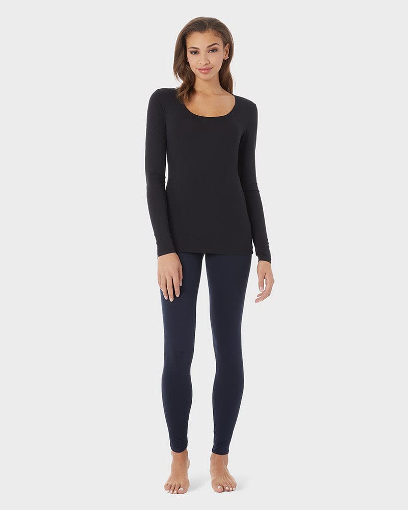 32 Degrees Women's 2 Pack Ultra Lightweight Thermal Long Sleeve Baselayer Shirt | Scoop Neck Top, Black/Black, Large - Image 3