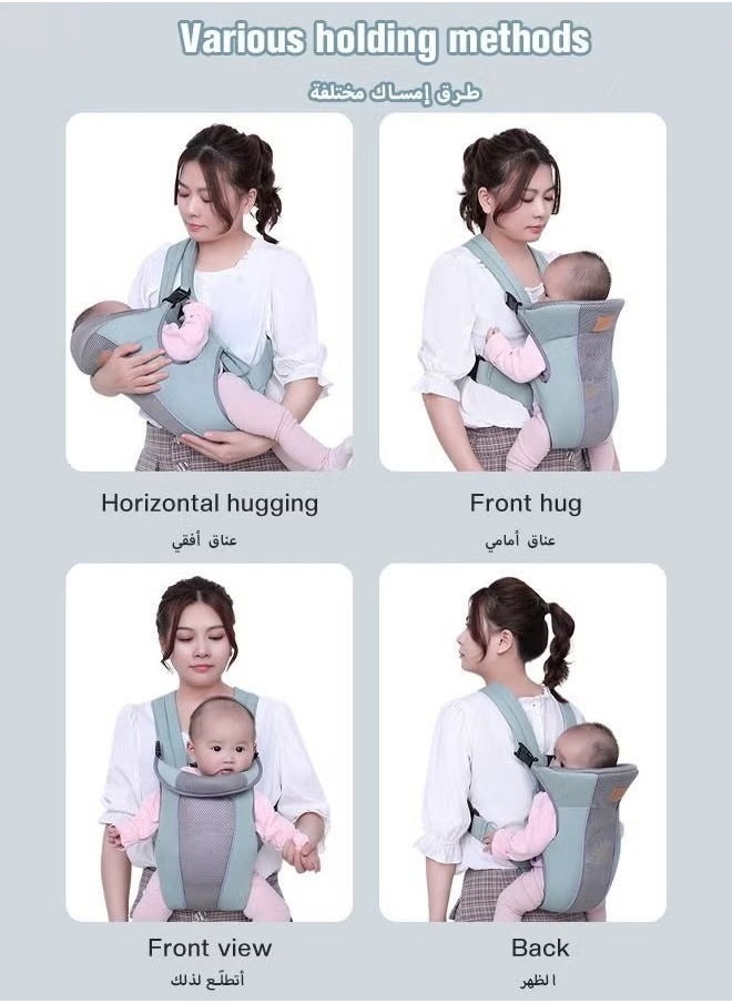 Baby Adjustable Wraps Carrier, Breathable Ergonomic Front Facing/Back Carriers for Newborn to Toddler 0-15kg, One Size Fits All