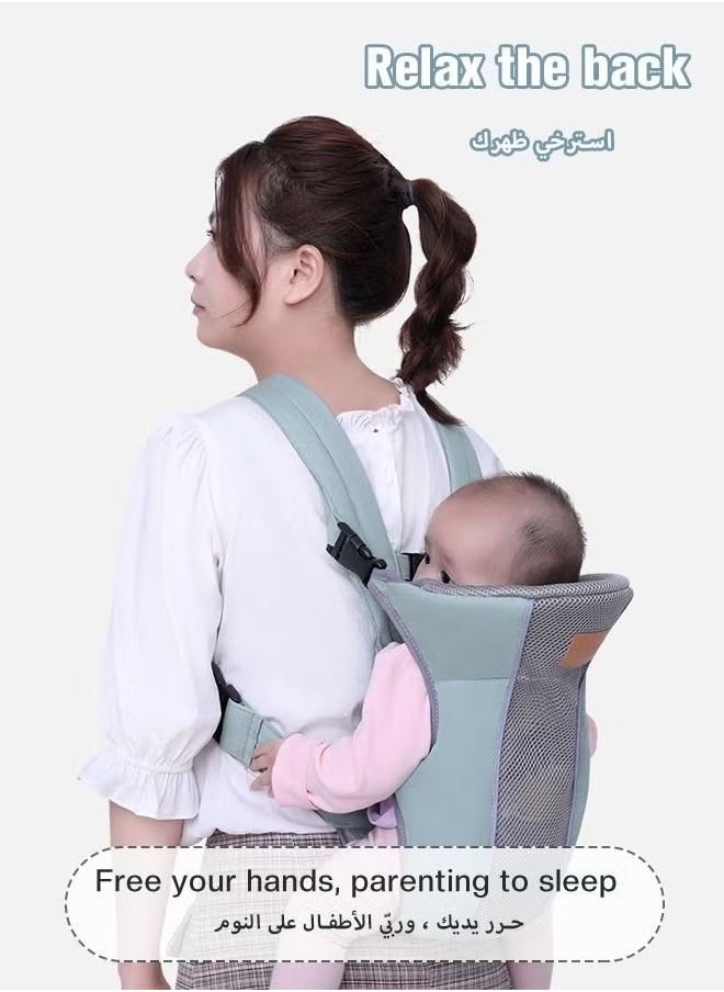 Baby Adjustable Wraps Carrier, Breathable Ergonomic Front Facing/Back Carriers for Newborn to Toddler 0-15kg, One Size Fits All