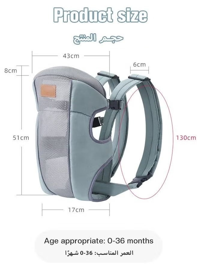 Baby Adjustable Wraps Carrier, Breathable Ergonomic Front Facing/Back Carriers for Newborn to Toddler 0-15kg, One Size Fits All
