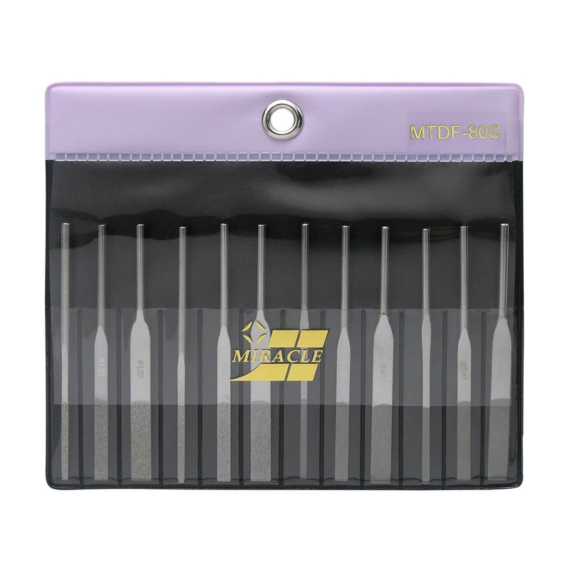 MIRACLE 12Piece Diamond Taper File Set  MultiGrit 120200400600  Precision Flat Files for Metal Glass Ceramic  Fits Pneumatic Electric Ultrasonic Tools - Image 3