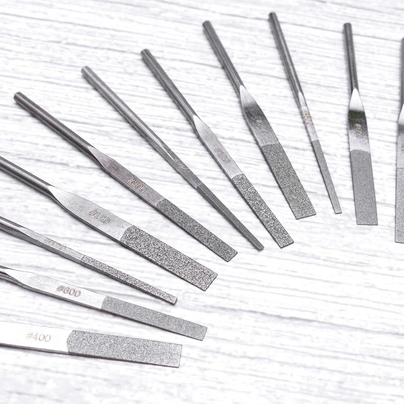 MIRACLE 12Piece Diamond Taper File Set  MultiGrit 120200400600  Precision Flat Files for Metal Glass Ceramic  Fits Pneumatic Electric Ultrasonic Tools - Image 2