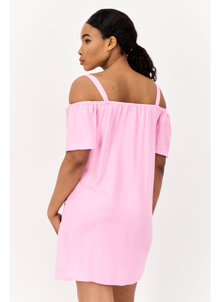ONLY Women Solid Casual Mini Dress, Pink  - Image 4