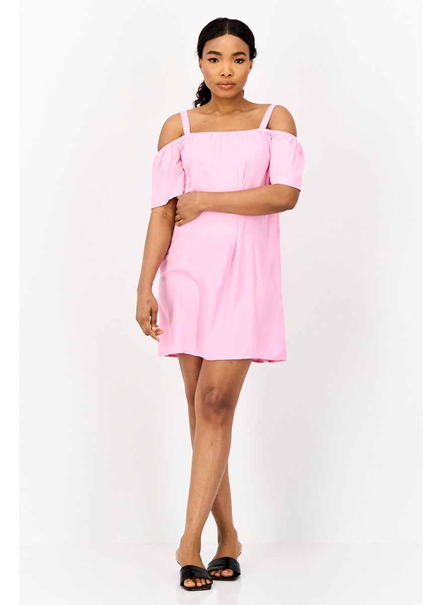 ONLY Women Solid Casual Mini Dress, Pink  - Image 3