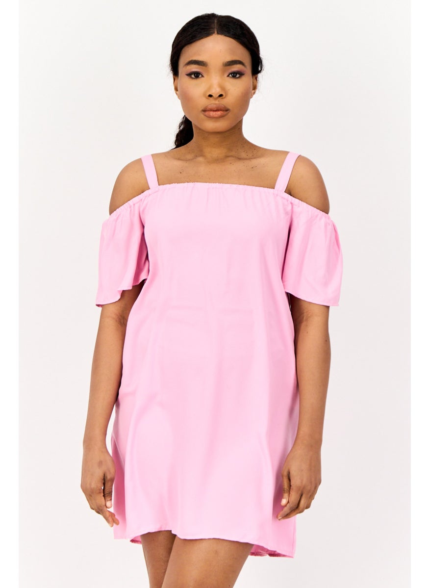 ONLY Women Solid Casual Mini Dress, Pink  - Image 1
