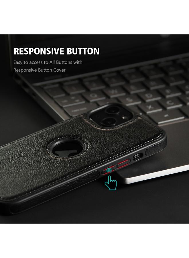 زبون جراب لهاتف iPhone 13 mini مصنوع من الجلد ومزين بخياطة - Image 2