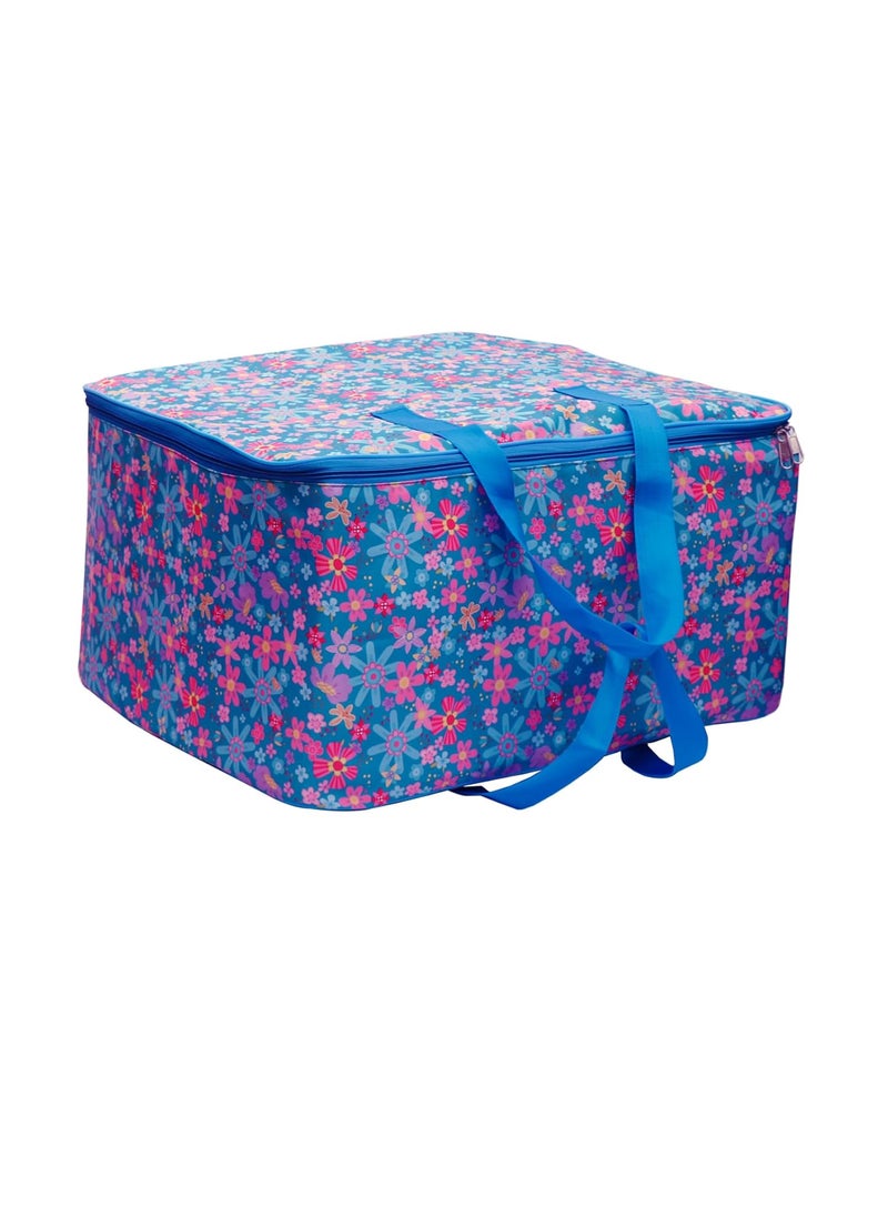 AI ANKIT INTERNATIONAL ANKIT INTERNATIONAL Printed Clothes Storage Bag LargeOrganizer 1 Pack80L Large Capacity Clothes Storage with Handle Foldable Under Bed Storage ContainersBlue  - Image 1