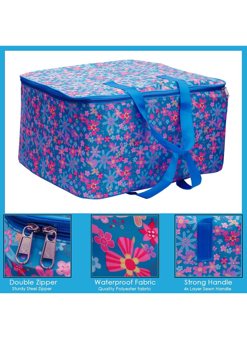 AI ANKIT INTERNATIONAL ANKIT INTERNATIONAL Printed Clothes Storage Bag LargeOrganizer 1 Pack80L Large Capacity Clothes Storage with Handle Foldable Under Bed Storage ContainersBlue  - Image 3