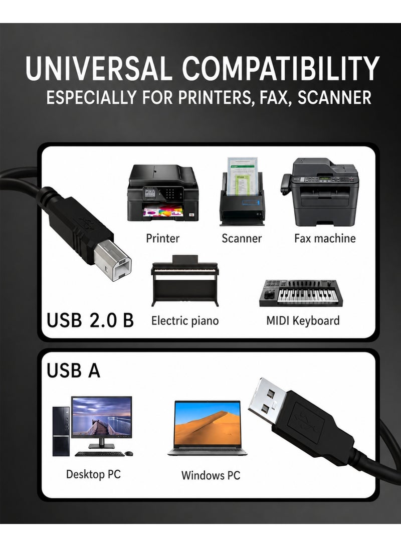 FUJISHKA 480Mbps USB Printer Cable for Printers and Scanners - 5m Black - Image 2
