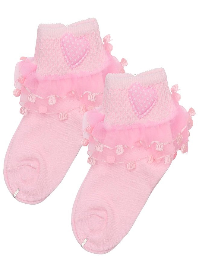 heartbury Cute And Colorful 100% Pure Cotton Baby Girls Frilly/Lace Ankle Length Socks For Girls-(Age 1-6Years) (Love-5Colors, 1-2 Years), Multicolor - Image 4