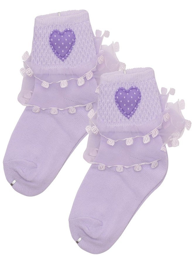heartbury Cute And Colorful 100% Pure Cotton Baby Girls Frilly/Lace Ankle Length Socks For Girls-(Age 1-6Years) (Love-5Colors, 1-2 Years), Multicolor - Image 3