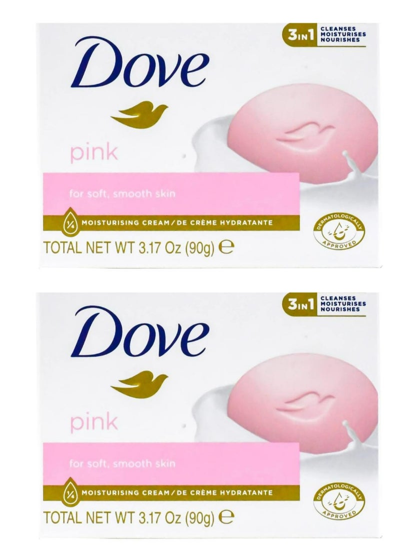 دوف صابون كريم مرطب وردي 90 جم 2 قطعة - Image 1