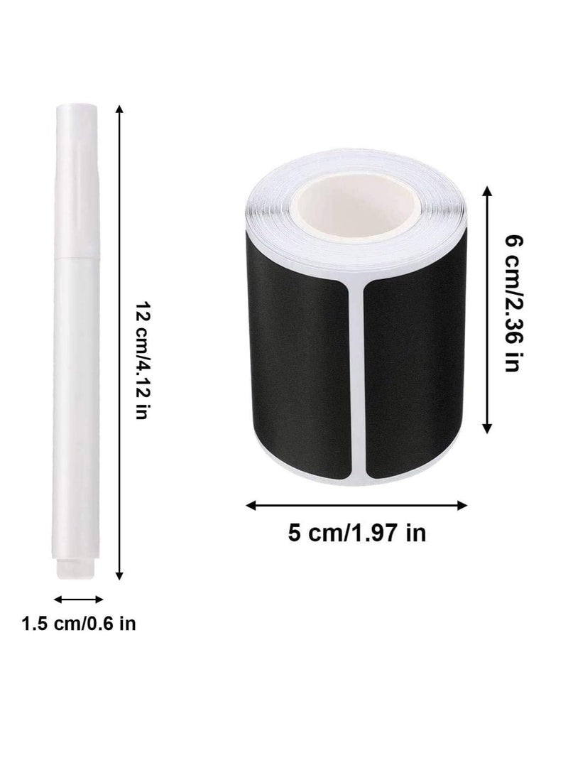 2 Rolls of Chalkboard Labels with 2 Markers, Pantry and Storage Stickers for Jars, Pantry Labels for Jars, Mason, Spice, Glass, Cups, Containers, Canisters, Kitchen, Bathroom, Waterproof - Image 3