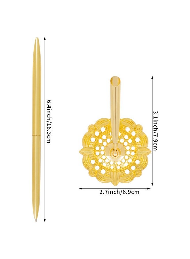 jiebor 2Pcs Gold Wedding Pen And Metal Pen Stand Holder Set Signing Desk Ballpoint Pen For Guest Book Bridal Teacher Wedding Engagement Graduation Business Home Office Gift Supplies Black Ink - Image 5