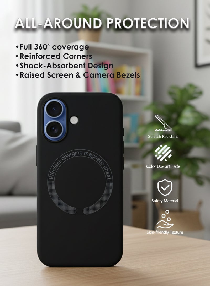 Apple iPhone 17 Silicone Magsafe Case, Ultra-Hybrid Soft Back Case Cover Compatible With Magsafe, Camera Protection, Shockproof Bumper Case Cover For Apple iPhone 17 - Black - Image 2