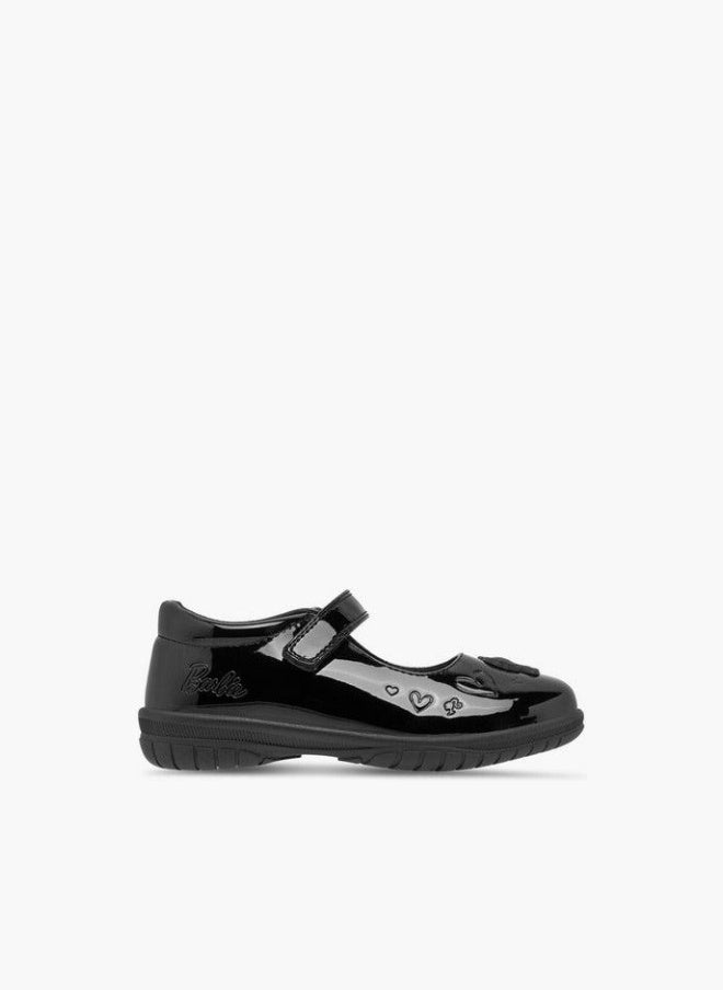 Barbie Girls Embossed Mary Jane School Shoes with Hook and Loop Closure - Image 1