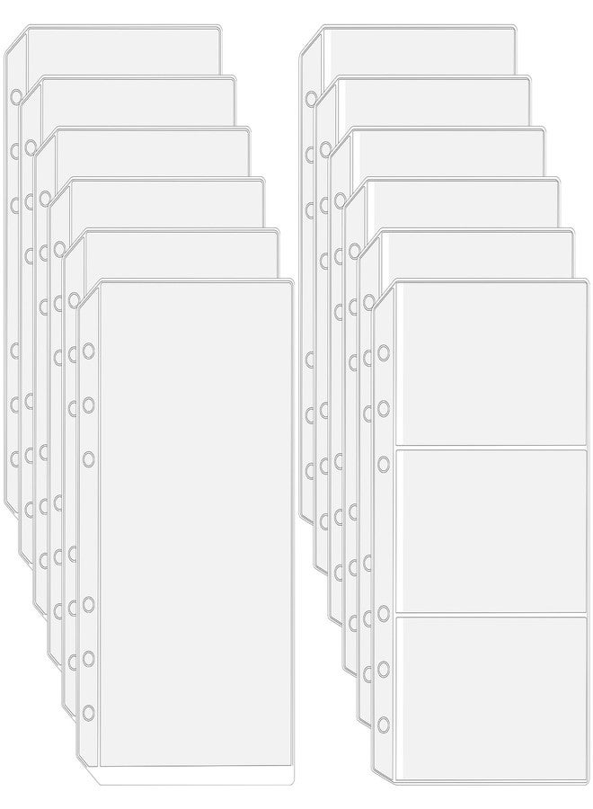 Bremorou 12 Pcs A6 Binder Sleeves A6 PVC Cash Envelopes 6 Holes Binder Pockets Card Sleeves Waterproof PVC Pockets Clear Cash Envelopes Clear Zipperless Binder Pouch for Protect Store Your Cash Invoices Coupon - Image 1