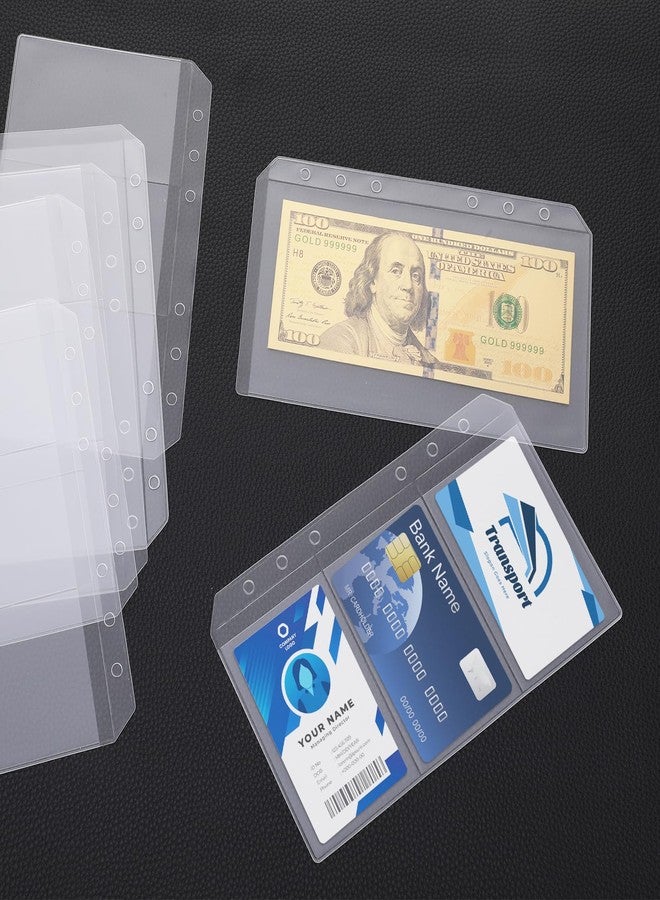 Bremorou 12 Pcs A6 Binder Sleeves A6 PVC Cash Envelopes 6 Holes Binder Pockets Card Sleeves Waterproof PVC Pockets Clear Cash Envelopes Clear Zipperless Binder Pouch for Protect Store Your Cash Invoices Coupon - Image 5