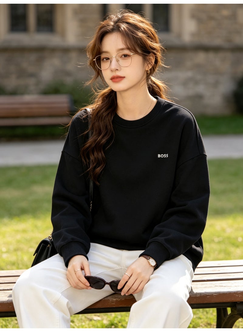 BOSS Men’s and Women’s Crew Neck Sweatshirt Casual Long Sleeve Top Black - Image 4