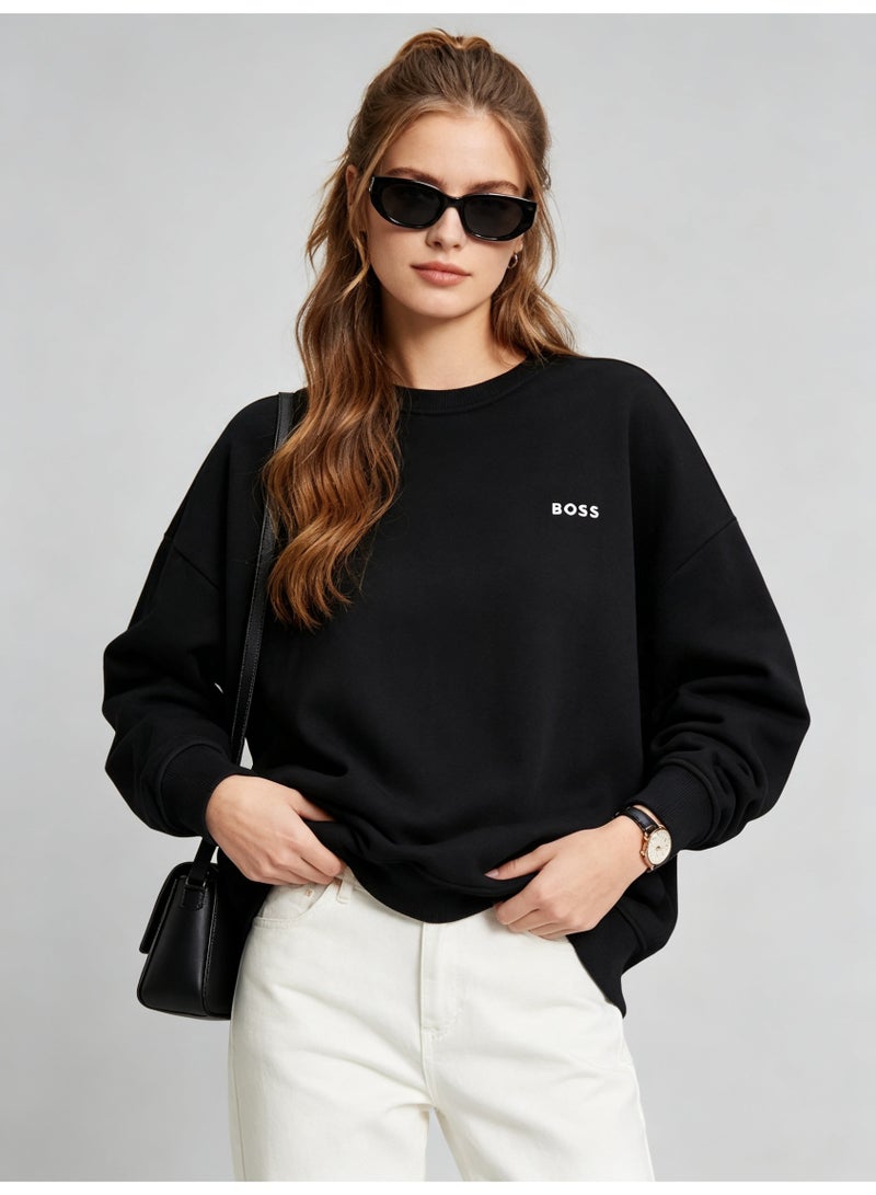 BOSS Men’s and Women’s Crew Neck Sweatshirt Casual Long Sleeve Top Black - Image 2