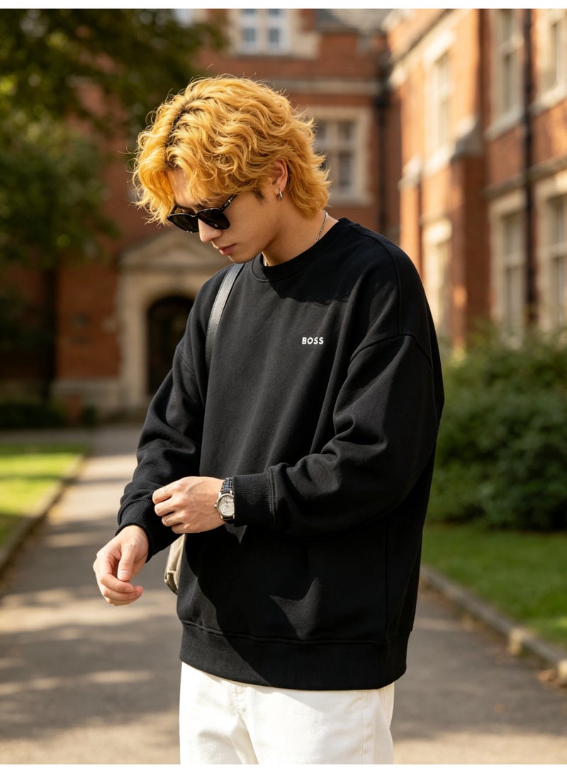 BOSS Men’s and Women’s Crew Neck Sweatshirt Casual Long Sleeve Top Black - Image 3