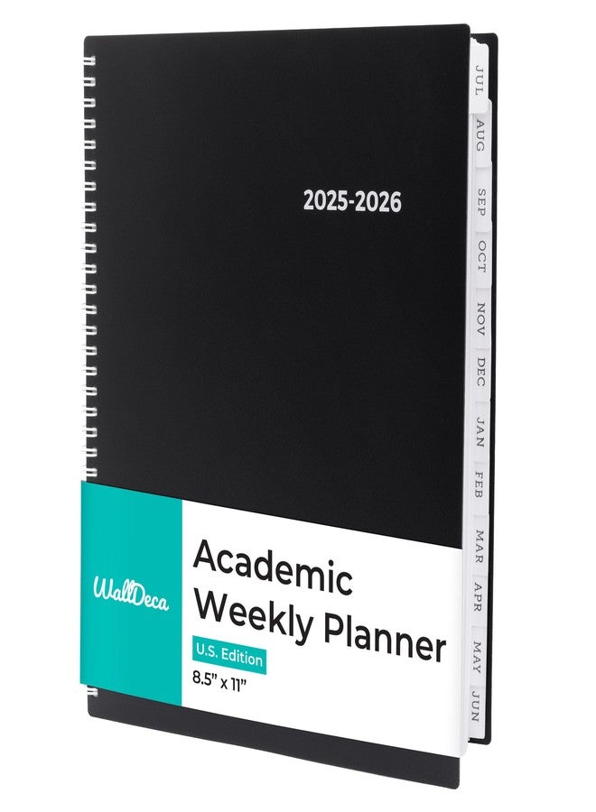 WallDeca Academic Planner 2025-2026, Daily, Weekly & Monthly Planner, July 2025 - June 2026, Student Notes Pages, Twin-Wire Binding Day and Weekly Agenda for School & Work (8.5 x 11-Inches, Black) - Image 1