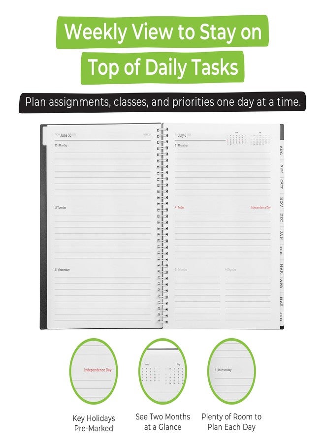 WallDeca Academic Planner 2025-2026, Daily, Weekly & Monthly Planner, July 2025 - June 2026, Student Notes Pages, Twin-Wire Binding Day and Weekly Agenda for School & Work (8.5 x 11-Inches, Black) - Image 5