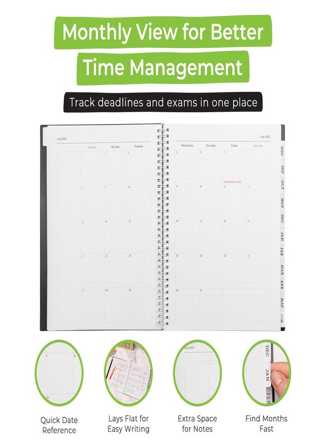 WallDeca Academic Planner 2025-2026, Daily, Weekly & Monthly Planner, July 2025 - June 2026, Student Notes Pages, Twin-Wire Binding Day and Weekly Agenda for School & Work (8.5 x 11-Inches, Black) - Image 4