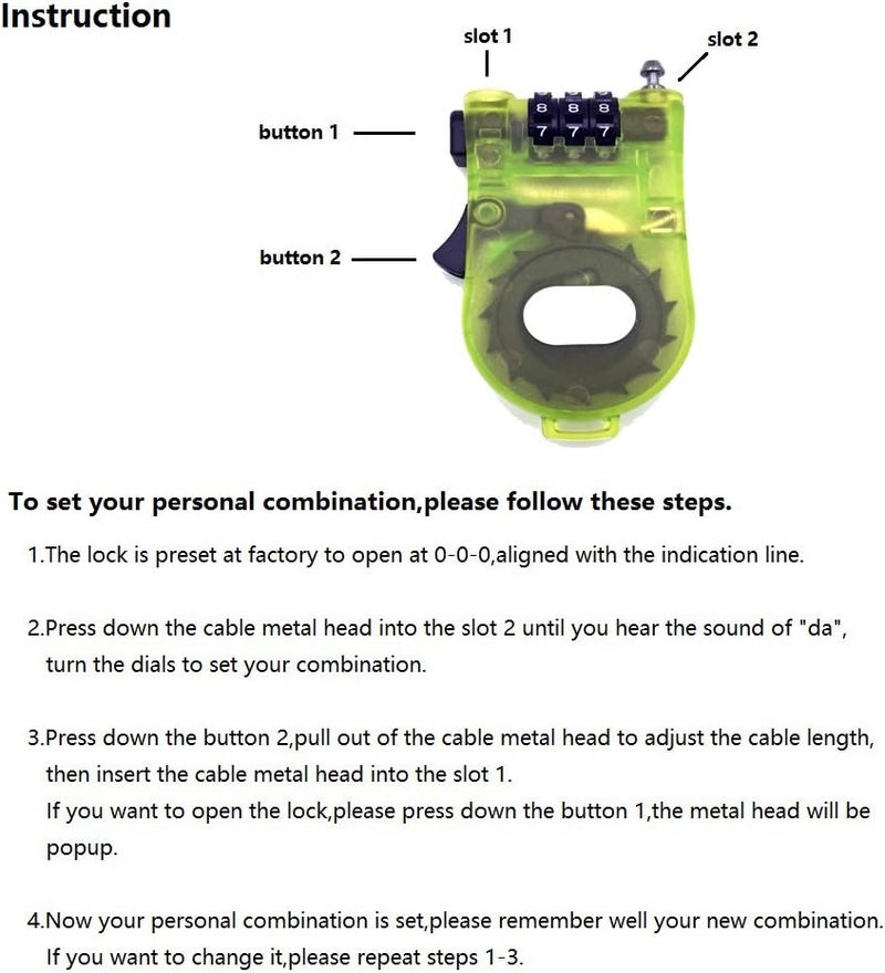 ERCRYSTO Crysto 3-Foot Retractable Cable Password Lock - Image 3