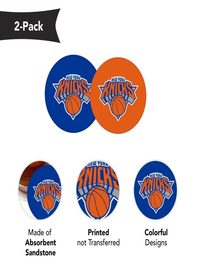 Desert Cactus New York Knicks Car Accessories NBA Basketball League Absorbent Sandstone Cup Coasters Licensed Product Set of 2 (Car Coaster A) - Image 2