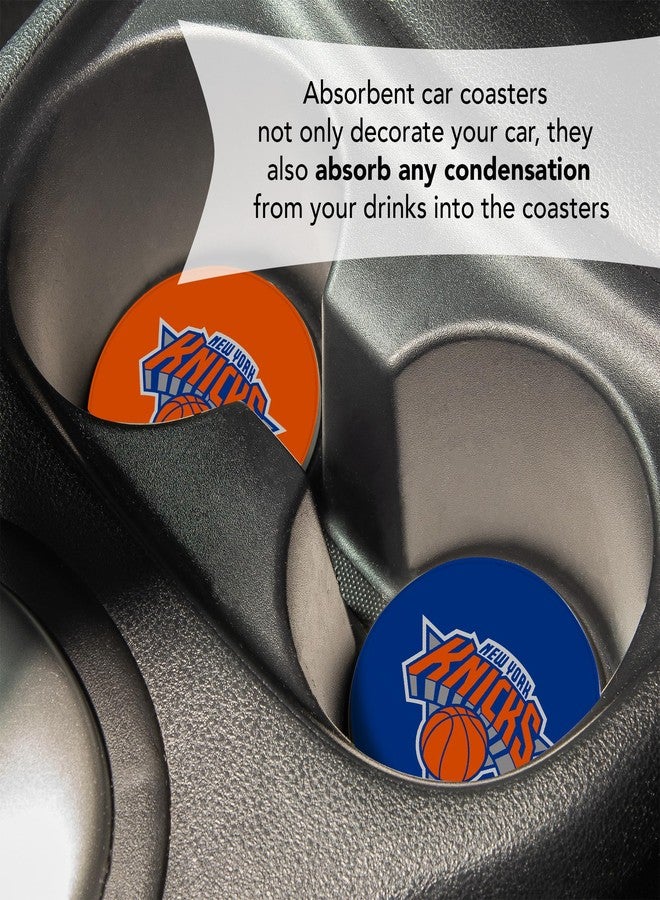 Desert Cactus New York Knicks Car Accessories NBA Basketball League Absorbent Sandstone Cup Coasters Licensed Product Set of 2 (Car Coaster A) - Image 5