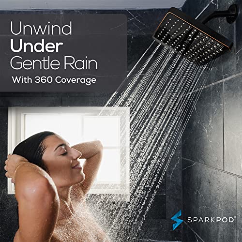 SparkPod Shower Head - High Pressure Rain - Premium Quality Luxury Design - 1-Min Install - Easy Clean Adjustable Replacement for Your Bathroom Shower Heads (Vintage Oil Rubbed Bronze, 8 Inch Square) - Image 4