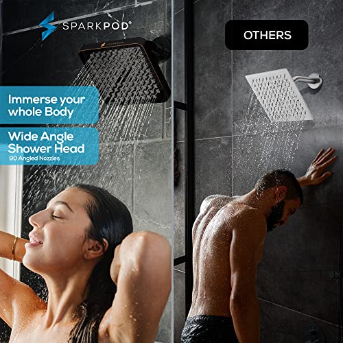 SparkPod Shower Head - High Pressure Rain - Premium Quality Luxury Design - 1-Min Install - Easy Clean Adjustable Replacement for Your Bathroom Shower Heads (Vintage Oil Rubbed Bronze, 8 Inch Square) - Image 2