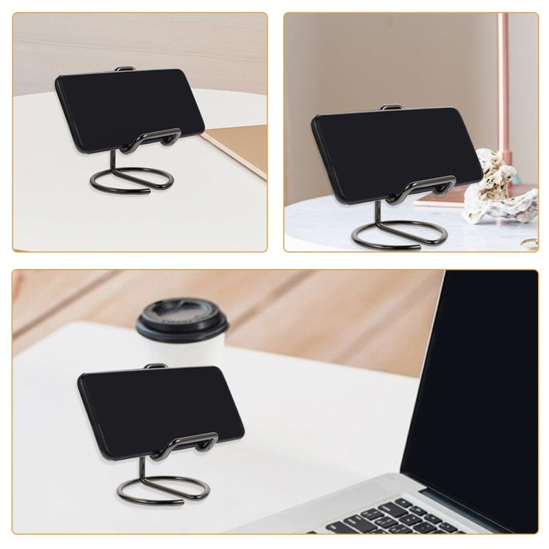 2 Pack Black Iron Art Phone Stand Stable Base Holder For Office Home Desk - Image 4