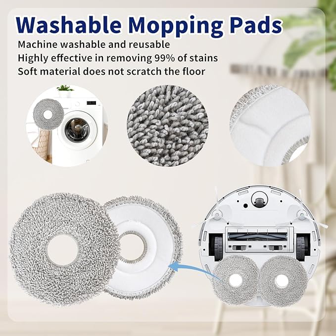 ecovacs ملحق أصلي (وسادات مسح قابلة لإعادة الاستخدام | N30 PRO أومني) (عبوة من 3). للاستخدام المنتظم لمدة تقارب 1 سنة. (غير متوافقة مع أي نموذج آخر)، رمادي - Image 3