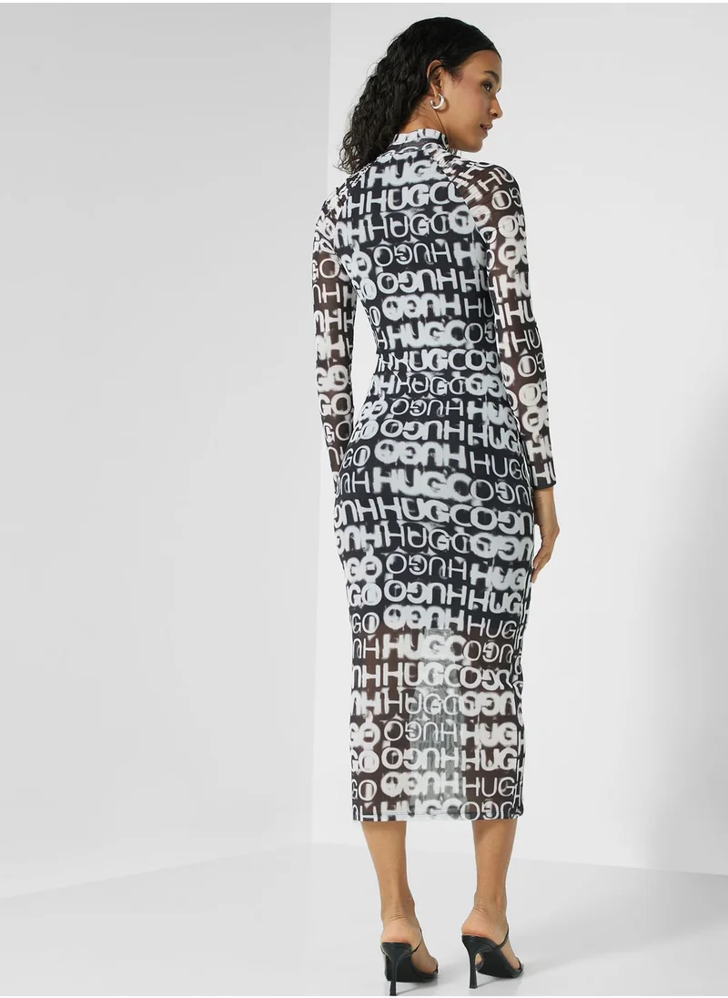 HUGO Printed Knitted Dress