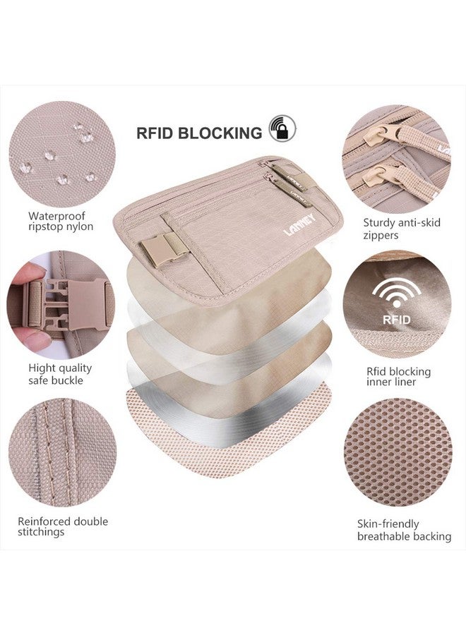 LANNEY Money Belt for Travel, Slim RFID Blocking Women and Men Hidden Travel Pouch Under Clothes, Passport Holder Protect Cash Credit Card with 10 RFID Sleeves - Image 2