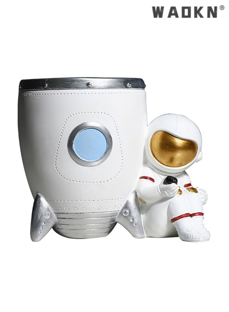 WAOKN Astronaut Pen Holder Desk Decor, Durable Resin Desk Organizer, Makeup Brush Holder Statues Sculpture Figurine Ornament, Decorative Accessories for Office, Classroom, Home (white) - Image 5