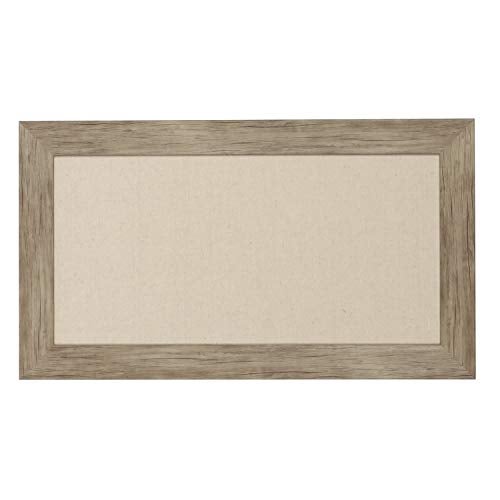 DesignOvation Beatrice Framed Linen Fabric Pinboard, 13x23, Rustic Brown - Image 1