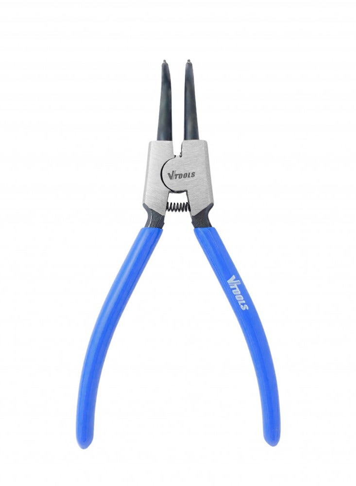 VTOOLS 7 Inch Carbon Steel External Circlip Plier With Bent Tips, Heavy Duty Retaining Ring Pliers, Black With Blue PVC Dipped Handle - Image 2