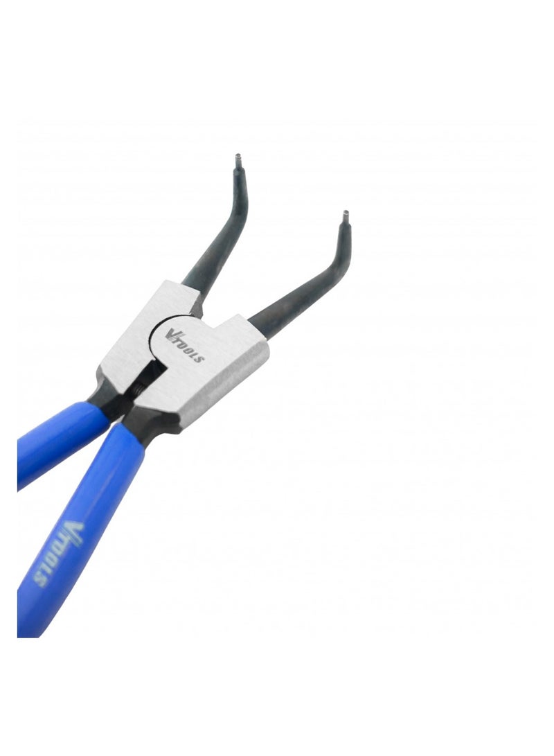 VTOOLS 7 Inch Carbon Steel External Circlip Plier With Bent Tips, Heavy Duty Retaining Ring Pliers, Black With Blue PVC Dipped Handle - Image 3
