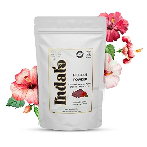 Indalo Hibiscus Flower Powder, Organic Hibiscus Rosa-Sinensis for Hair & Skin Care, Exfoliates the Dead Skin Cells, Prevents Premature Greying, Cruelty-Free & Vegan | Hibiscus powder (100gm) - Image 1